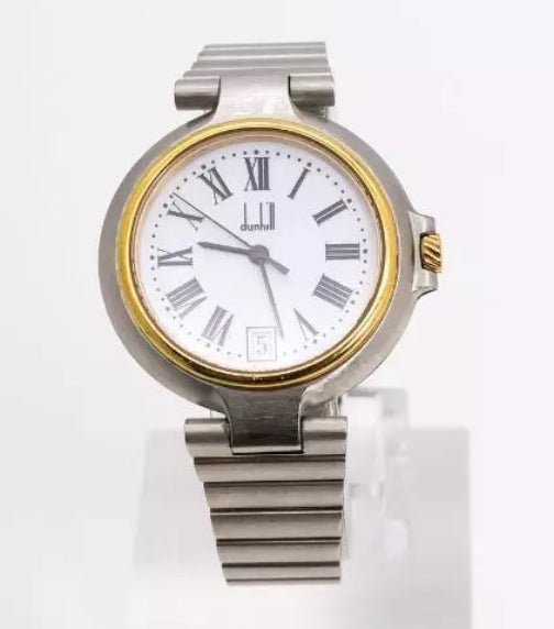 Dunhill Millennium Date White Dial Stainless Steel and Gold Men's Vintage Analog Watch Quartz | Swiss Made