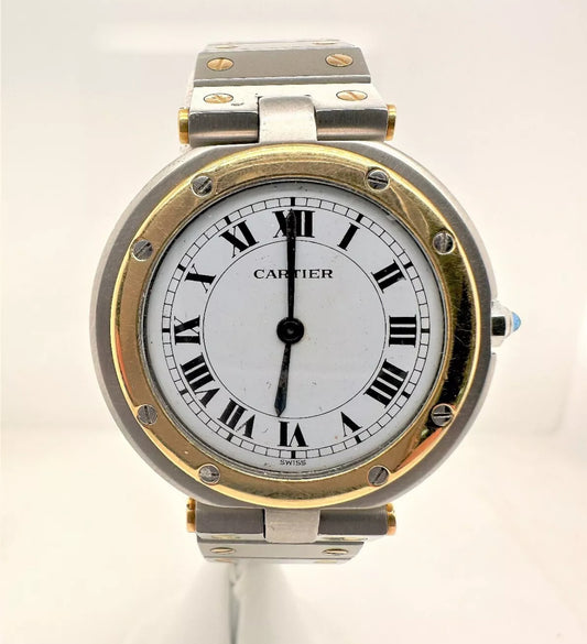 SANTOS DE CARTIER, QUARTZ, 27.00 MM Round, Quartz, Nearly unused Vintage watch, Made in Switzerland